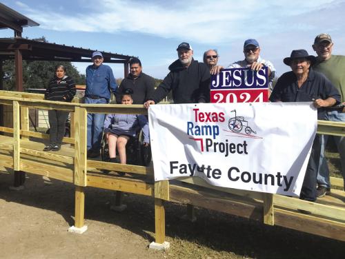 On Dec. 7, Fayette County Texas Ramp Project volunteers built this 56 ft. ramp near Muldoon.
