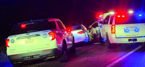 A vehicle pursuit out of Guadalupe County came to an end near Schulenburg last Thursday thanks to assistance from the Fayette County Sheriff’s Office, Schulenburg Police Department and Flatonia Police Department. Photo courtesy of the Fayette County Sheriff’s Office