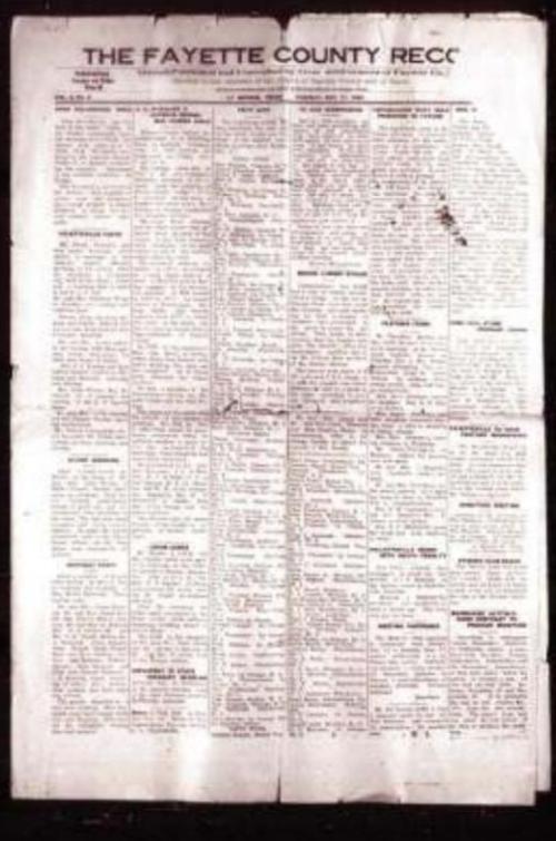 One of the oldest surviving copies of The Record, from Nov. 11, 1924. It was four pages, no photos and had ads for aspirin, castor oil and chewing gum.
