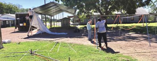 Folks were setting up tents for the antiques shows in Warrenton Wednesday morning. Photo by H.H. Howze