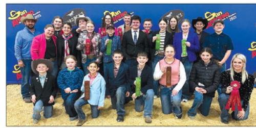 Pictured front from left: Joe Carrales, Abigale McBride, Emma Zweschper, Hudson Holub, Crockett Guenther, Kinley Kutac, Laramie Laake, and Coach Kaci Carrales. Middle row: Brealey Nieto, Adalyn Carrales, Kaisley Janecka, Tate Fritsch, Logan Poncik, Alexis Berckenhoff, Julia Melton, and Hunter Gabler Back Row: Coach JoJo Carrales, Rheagan Karisch, Rilan Karisch, Tatum Fritsch, Holden Holub, Abraham McBride, Addison Berckenhoff, and Dylan Zweschper.