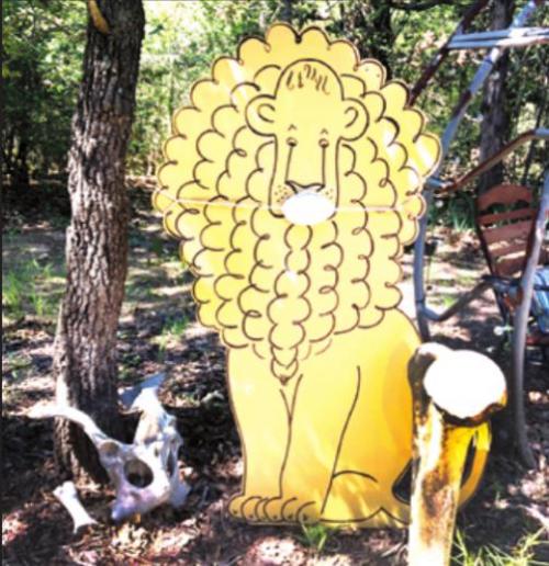 A lion with a face mask.
