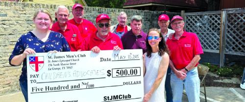 Saturday’s Holy Smokers’ cook benefitted the Children’s Advocacy Center (CAC). Pictured from left: Meagan Webb, CEO CAC, Guy Mason, Larry Kahanek, Jim Malik, Paul Crain, Bill Love, Jessica Mann, board member CAC, Dan Boyles, Paul Cheatham.