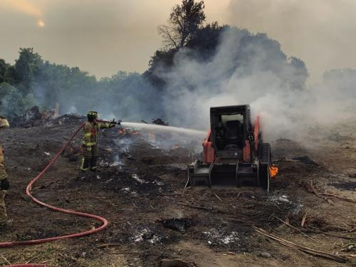 Skid Steer Looses A Track and Catches Fire