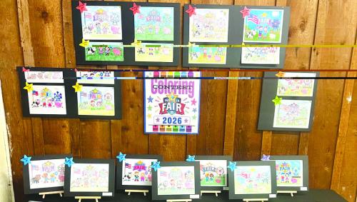 Artwork from the inaugural Fayette County Fair Coloring Contest is on display during the Fayette County Fair. The contest received 256 entries from students across Fayette County.