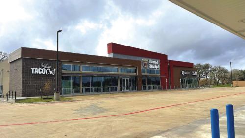Construction of the new Bread Basket convenience store at the corner of U.S. 77 and the SH 71 Bypass in La Grange is nearing completion. Workers recently installed signage on the front of the store for “Taco Chef” along with a liquor store and vape shop inside an attached space on the west side of the building. No word yet on when it will open. The Record reached out to the Austin-based convenience store chain, but they have not responded. Photo by Andy Behlen