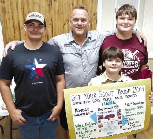 Members of Boy Scout Troup 204 were selling tickets for their upcoming fundraiser meal at the recent Ellinger National Night Out event.