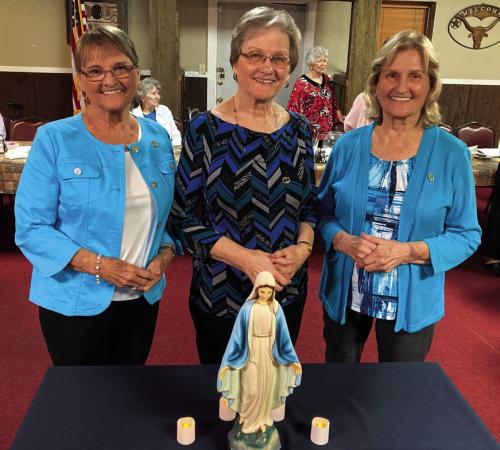 At the KJZT district meeting and social held on April 30 in Flatonia, several ladies were recognized for being members for 50 and 75 years. Three siblings from the Lidiak family were among those receiving 75-year pins from the Hostyn KJZT: (from left) Virginia Neiser, Aurelia Johnson, and Gloria Schulze. They are daughters of the late Jerome and Mary Lidiak. Other 75-year recipients from Hostyn were Monica Friedel and Bibiana Demel, who were not able to attend.