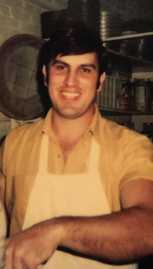 Larry Faldyn, left in his younger days, and right more recently.