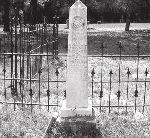 The William Gorham monument at Pin Oak Cemetery.